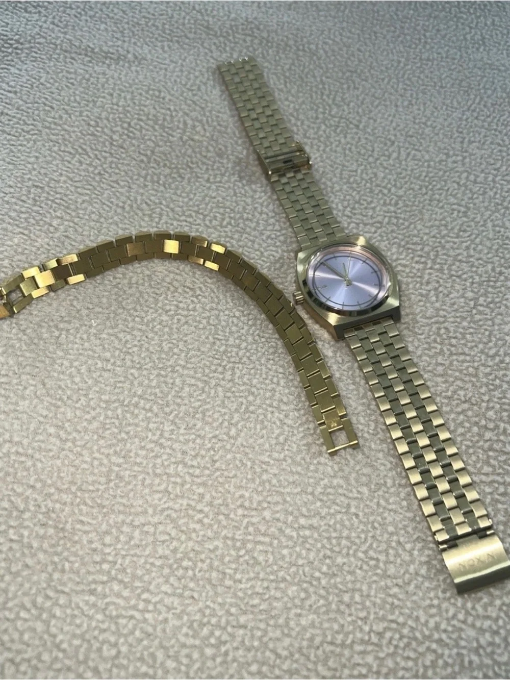 Nixon Gold Watch with Lilac Sunburst Dial